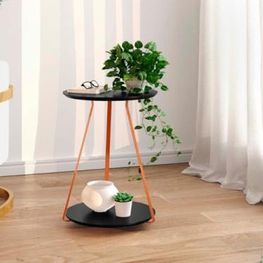 Imagem de Mesinha Lateral Centro Sala de Canto Sofá Mesa Apoio Decorativa 47 cm em MDF(PRETA)