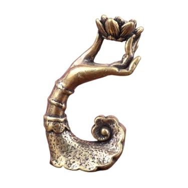 Imagem de Bothyi Queimador de incenso de refluxo, suporte para cone de incenso, pequeno incensário de metal com lótus e Buda, decoração de mesa para spa, sala de chá,