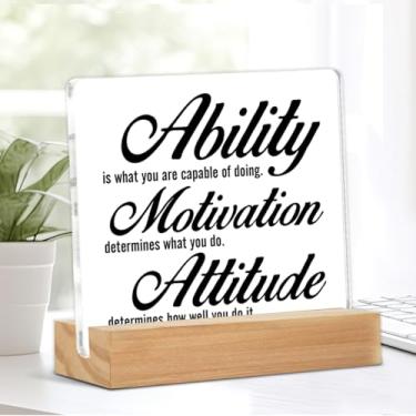 Imagem de Inspirational Gifts Ability Motivation Attitude Quote Sign Home Office Gifts Motivational Decor for Desk Shelf Table