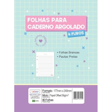 Imagem de Refil para Caderno Argolado, Cadersil, Pautas Pretas, 56 Gramas, 80 Folhas