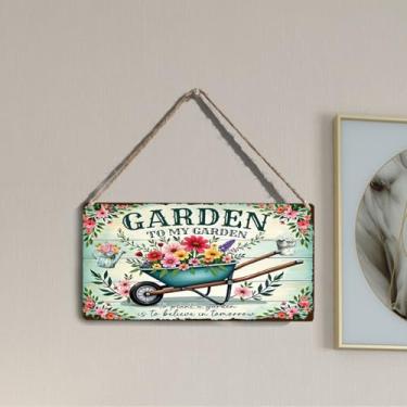 Imagem de Placa de parede de jardim vintage para decoração externa de casa presentes de jardinagem para mulheres jardineiras amantes de plantas casa de fazenda quintal quintal estufa decoração ao ar livre