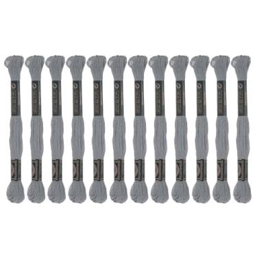 Imagem de Generic 12 novelos de fio de bordado 8,75 m (8 m) fio de ponto cruz de algodão egípcio de grampo longo para costurar, pulseira faça você mesmo, fio e artesanato, cinza escuro (6004)