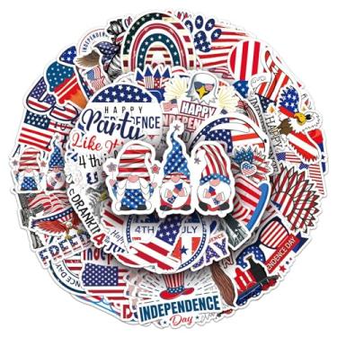Imagem de 50 adesivos de vinil à prova d'água com tema 4 de julho - Dia da Independência Patriótica e lembrancinhas de festa para laptop, telefone, garrafa de água, skate