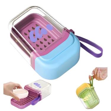 Imagem de Mini caixa de sabão portátil para viagem, dreno selado com tampa, recipiente de sabonete portátil para uso diário