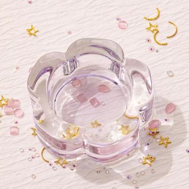 Imagem de Prato Dappen floral para unhas de acrílico - tigela de vidro transparente, suporte de pó acrílico, copo líquido para bricolage salão doméstico ferramenta de arte de unhas