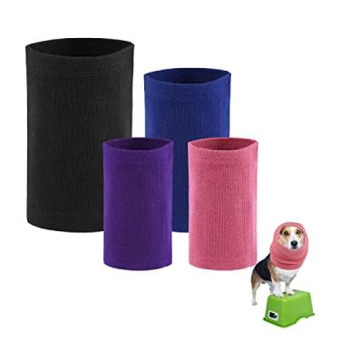 Imagem de 4 peças de capa de orelha de cachorro, Snoods para cães, material de algodão, protetores de ouvido à prova de som, protetor de orelha de cachorro para redução de ruído e relaxamento