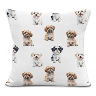 Imagem de Yorhifa Capas de travesseiro Shih Tzu 45,7 x 45,7 cm, presentes de donos de cães, presentes de cachorro Shih Tzu para amantes de cães, capas de almofada para sofá, decoração de quarto de casa