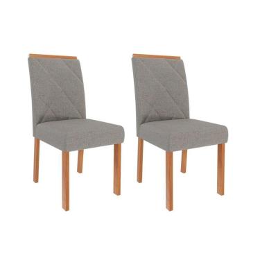 Imagem de Cadeira De Cozinha Fernanda Wood Kit 2 Un Madeirado Linho Grafite Cimol