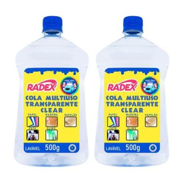 Imagem de Kit 2 Cola multiuso transparente 500g Radex ideal para slime