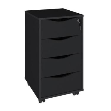 Imagem de Gaveteiro 4 Gavetas Pés Rodízios Mobile Bit Preto Artany