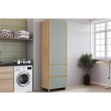 Imagem de Armário Multiuso P- área Serviço Rainha C- 2 Portas E 2 Gavetas 70cm Nature-verde - Nesher