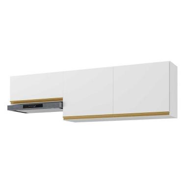 Imagem de Kit 2 Armários De Cozinha Aéreos 3 Portas Veneza Multimóveis Mp2145 Branco/dourado Branco/dourado