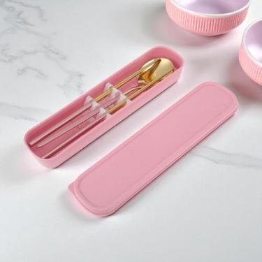 Imagem de Generic 1 conjunto de talheres para lava-louças, colher de pauzinhos, conjunto de 2 peças, aço inoxidável 410, dourado, rosa, 23,7 x 6 x 6 cm