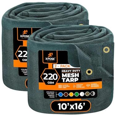 Imagem de Xpose Safety Lona de malha verde resistente de 25 cm x 40 cm (pacote com 2) – 70% tecido protetor solar com ilhós para jardim, cerca, tela de privacidade, coberturas de caminhões basculantes, capa de