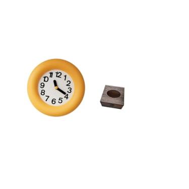 Imagem de Fenteer Relógio de Parede Analógico Silencioso E Contemporâneo com Organizador de Porta-lenços de Madeira para Cozinha, Sala de Jantar, Quarto, Banheiro, Carr