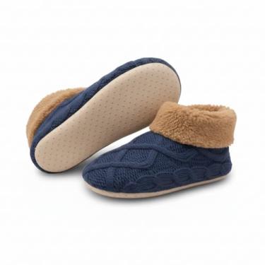 Imagem de LIGHT DOT Meias femininas de inverno grossas de lã de ovelha forradas com fio curto, antiderrapante, aderente, aconchegante, macia e quente, Azul, 6-10