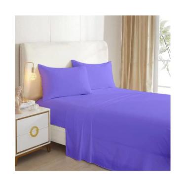 Imagem de Conjunto de lençóis lilás, 1,5 quadrados, 144 fios, algodão/poliéster 