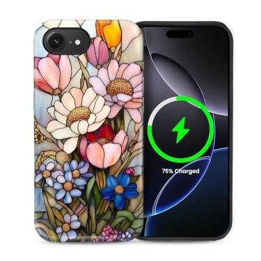 Imagem de heindiy Capa para iPhone 16e, compatível com MagSafe, capa brilhante, proteção total, à prova de choque, anti-arranhões, capa de TPU, capas para homens e mulheres - vintage margaridas selvagens
