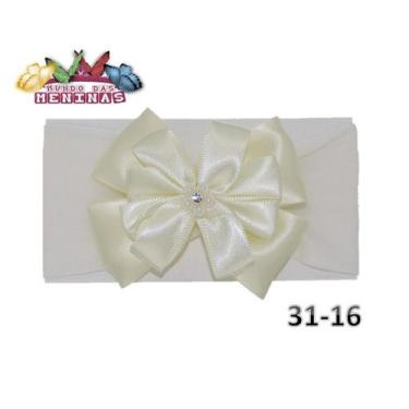 Imagem de 1 Faixa Cabelo C/Laço Infantil Bebê Meia De Seda Mod 31 - mund, creme