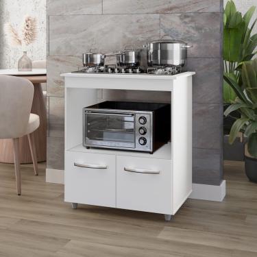 Imagem de Balcão Para Cooktop 2 Portas Armário De Cozinha Elisa - Ssx Multicoisas Branco Tampo 5 Bocas
