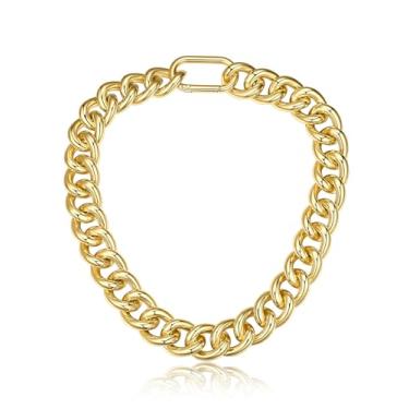 Imagem de GoldChic Joias com elos cubanos grossos para mulheres, colar de corrente de meio-fio, gargantilha grossa moderna de ouro 14K, corrente cubana hip hop, presente de joia cubana, 13/16/23 mm de largura