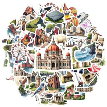 Imagem de 70 pçs adesivos de arquitetura natureza viagem arquitetura papelaria adesivos históricos para guitarra, laptop, capacete, skate, laptop, motocicleta, bagagem, telefone