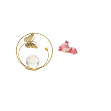 Imagem de WeiLaiKeQi Escultura de Metal em Forma de Bola de Cristal, Estatueta Ornamental para Interiores, com Suporte para Corredor, Lareira, Quarto, Escritório. Resina,