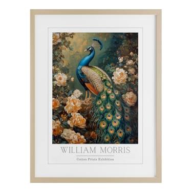 Imagem de Stupell Industries Impressão emoldurada vintage inspirada em pavão azul e preto sob vidro, design por Petal Prints Design, 20 x 14