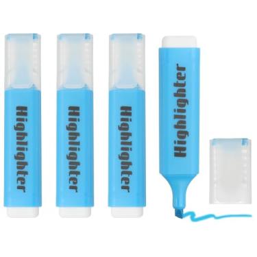 Imagem de PATIKIL Caneta marca-texto, pacote com 4 canetas marcadoras à base de água com ponta larga fofas em pastel, materiais de estudo para escritório, casa, uso diário, H5821, azul