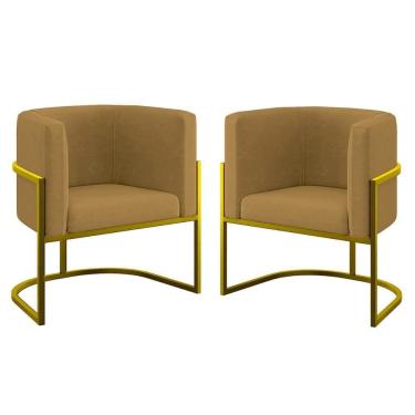 Imagem de Kit 02 Cadeiras Poltrona Lua Para Sala Quarto Balaqui Decor Capuccino