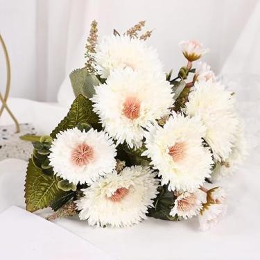 Imagem de Um conjunto de crisântemos artificiais buquês de flores de seda bola de crisântemo falsa mãe mães artificiais para atividades ao ar livre bola de seda sintética flor para decoração de mesa de casa