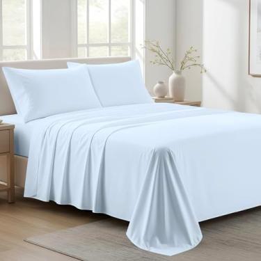 Imagem de Ashton Sheets Lençóis 100% algodão orgânico California King Size – Conjunto de lençóis de tecido percal king de algodão orgânico 40 peças, macio, refrescante e nítido, 40,6 cm com bolso profundo de