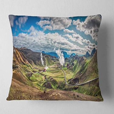 Imagem de Designart Estação de Energia Geotérmica Panorama' Seashore Throw sala de estar, sofá, enchimento de almofada + capa de almofada impressa em ambos os lados 66 x 66 cm