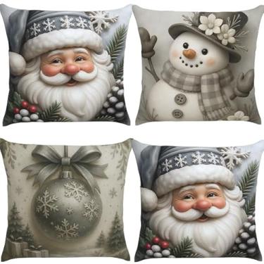 Imagem de Capas Almofada Natal 45x45 Cm Kit Decoração Sala Sofá Cama Presente (NATA BLACK)