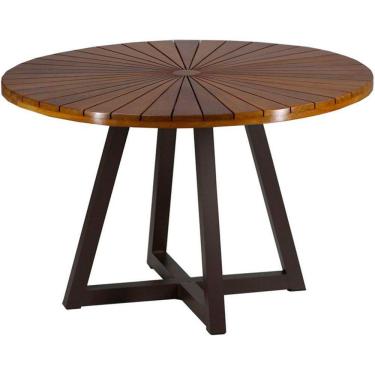 Imagem de Mesa Bali 1,20m Tampo Madeira E Alumínio Varanda Jardim Preto