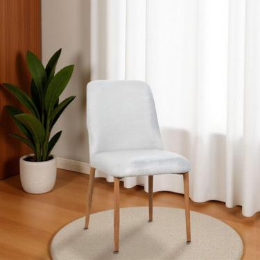 Imagem de Cadeira De Jantar Montana Estrutura Aço Carbono Laminado Natural Com Estofado Linho Cru