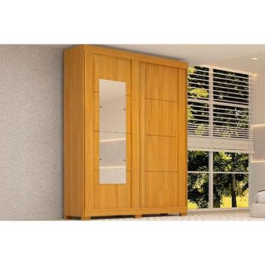 Imagem de Guarda Roupa Solteiro 2 Portas De Correr E 2 Gavetas C/ Espelho Helena Flex Nature/nature Ou Off White - Acp