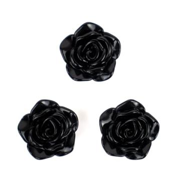 Imagem de Kit C/3 Miçangas em Resina Flor Rosa Negra 2 cm