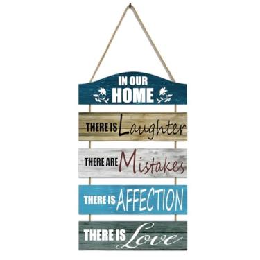 Imagem de LUMINFLY Placa de madeira suspensa de 5 camadas, decoração de parede rústica, placa de madeira para casa e fazenda, painel decorativo de madeira para pendurar, 11,8 x 50 cm