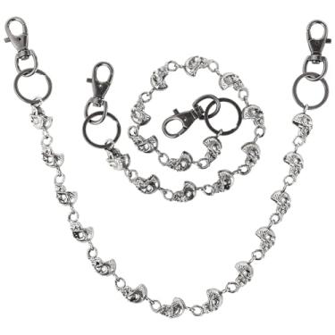 Imagem de 2 peças de correntes de calças punk para homens, corrente de motociclista gótica pesada chaveiros para calças