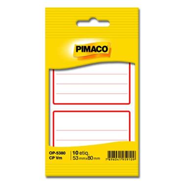 Imagem de Etiqueta Adesiva Pimaco, Multiuso-Escolar, OP-5380-CPVM, Vermelho com pauta, 53mm x 80mm, Envelope com 5 fls-10 etiquetas, 886625