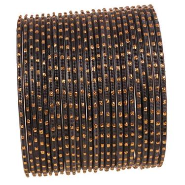 Imagem de Touchstone Pulseiras femininas indianas de Bollywood com bolinhas douradas, lindas e vintage, texturizadas, coloridas e atraentes., M - Circ 7.8 in-Indn Size 2.8-Dia 2.5 in, Liga metálica, Sem Pedra