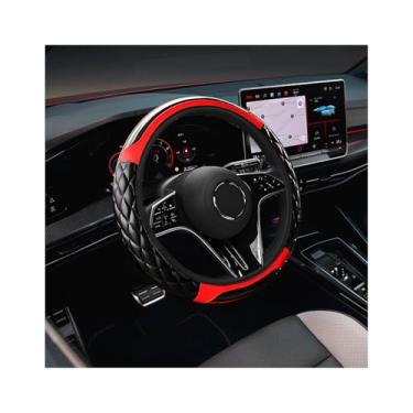 Imagem de ZNDAW Capa de volante, protetor de couro, amortecimento confortável para volantes de 35 a 38 cm, respirável, antiderrapante, envoltório de roda automática, decoração de interiores de carro para