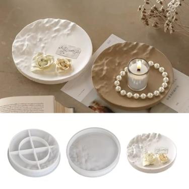 Imagem de Moldes redondos de resina de 15,7 cm, molde de porta-copos de silicone, placa de bugiganga de concreto, suporte de vela para decoração de casa
