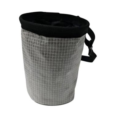 Imagem de UGPLM Bolsa para magnésio para escalada, com cinto de cintura e compartimento de armazenamento. Leve e ideal para pole dance, treino levantamento de peso, Cinza Prateado