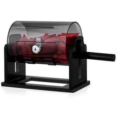 Imagem de Leinuosen Tambor de sorteio de acrílico, 22 x 12 x 17 cm, caixa giratória transparente para sorteio de bilhetes com mão que aperta, caixa giratória transparente para bolas de jogos de sorteio