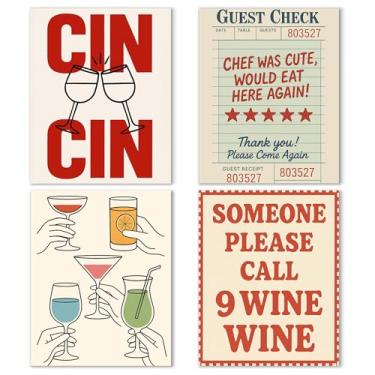 Imagem de Noaleviax Conjunto de pôster de parede de bar engraçado - decoração de bar com tema de coquetel retrô, imagens de álcool de vinho, arte de parede estética para bar, pub, festa, dormitório, cozinha