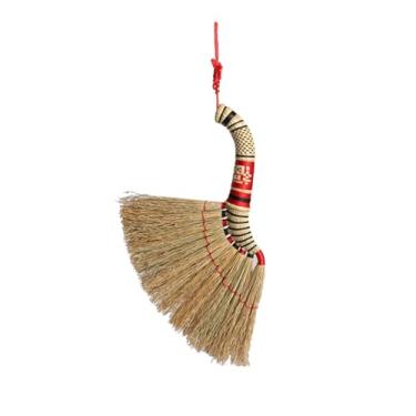 Imagem de MXY Mini vassoura natural feita à mão vassoura de cabo curto vassoura de grão alto e grama para decoração de casa, carro, sofá, canto, ângulo, tapetes, mesa, cadeira e mais (pequeno-37 cm)