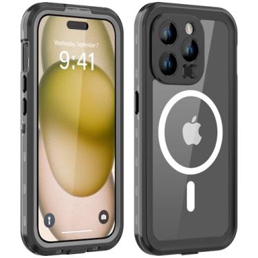 Imagem de Comboproof Capa impermeável para iPhone 15 Pro, [à prova de choque] [à prova de poeira] [IP68 à prova d'água] Capa rígida de corpo inteiro integrada [proteção de tela da lente] para capa de mergulho