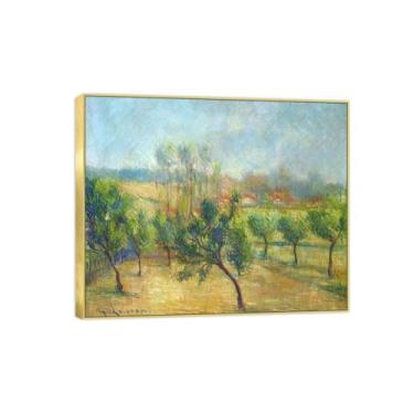 Imagem de Famosa imagem de paisagem de arte de parede - impressões em tela - árvores 3-pintura moldura dourada para sala de estar banheiro decoração de casa 30 x 35 cm 12 x 13 pol